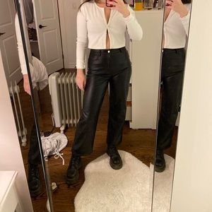 Faux Leather Straight Leg Pants